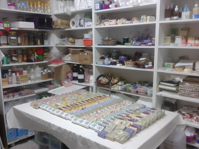 en el laboratorio, jabones terminados