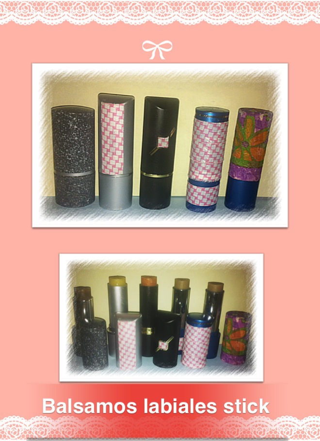 reciclando que es gerundio...pues tenia muchas barras de labios (sin estreñar de hace tiempo) deciddí quitar la barra de dentro y una vez limpios y preparaditos los rellene con los bálsamos que yo hice y decore un poco los envases, y esto es lo que salio unas barritas de bálsamo, de mandarina, de limón, de miel y de cacao que para mi sorpresa le encantarón a todo el mundo.