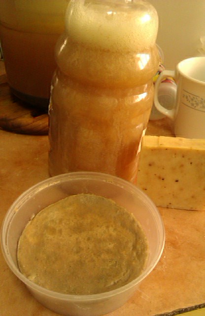 Jabones domésticos: Lavaplatos en crema, jabón líquido para lavadora y pastilla čon café (desodorizante)