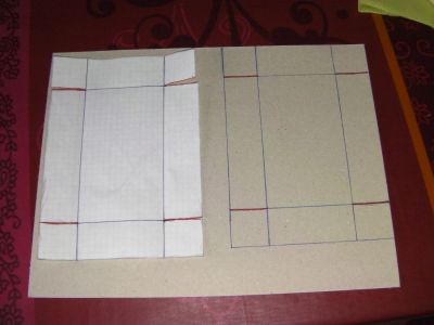 dibujamos en la cuadricula la forma de la caja en este caso es rectangular ,recortamos y utilizamos de plantilla para dibujar en el carton marcando todos los pliegues